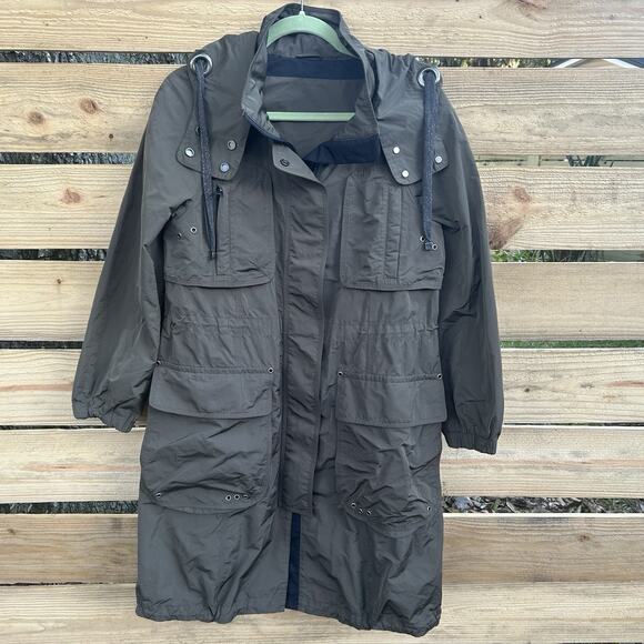 Brunello Cucinelli Olive Green Nylon Hooded Utility Parka - Size 40 Lightweight - Picture 1 of 16